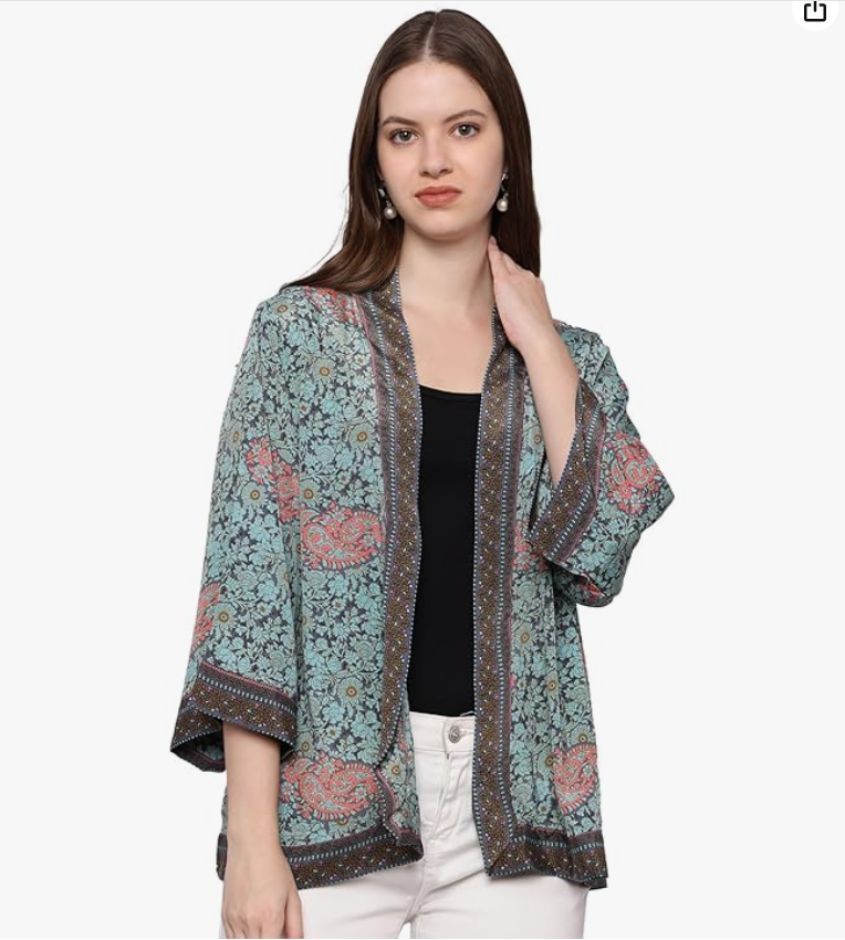 KE KANHA EXPORTS Shrugs for Women Stylish | Cover up on Jeans Tops for Women | Western Beach Outfits | Summer Clothes | Kimono Length Option Short | Medium | Long