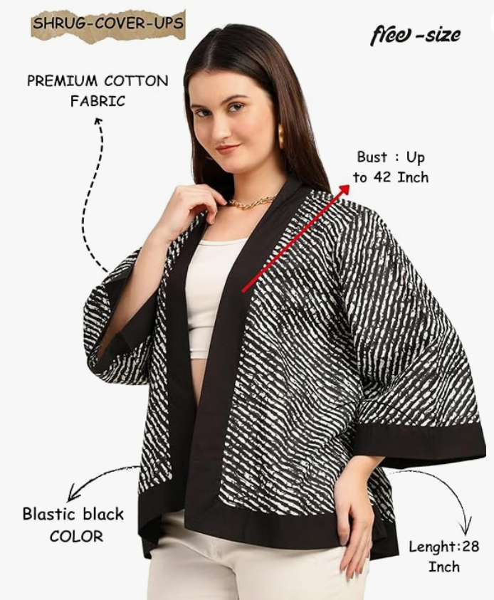 KE KANHA EXPORTS Shrugs for Women Stylish | Cover up on Jeans Tops for Women | Western Beach Outfits | Summer Clothes | Kimono Length Option Short | Medium | Long - Image 4